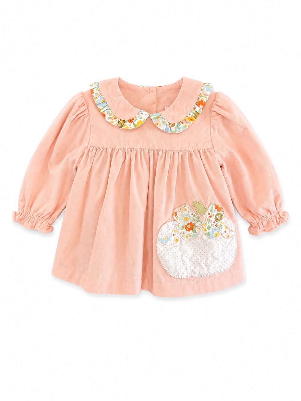Stitchy Fish Girls Pink Corduroy Pumpkin Appliqué Top 9M